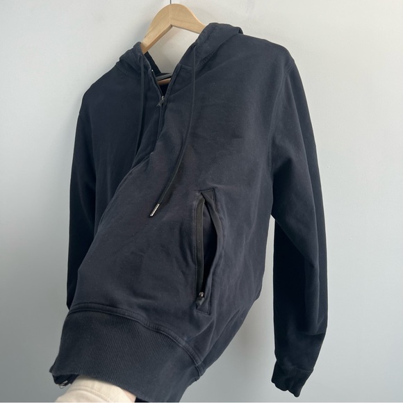 Mack Weldon Mens XL Full Zip Hooded Sweatshirt Hoodie Black Zip Pockets Cotton - Picture 4 of 6